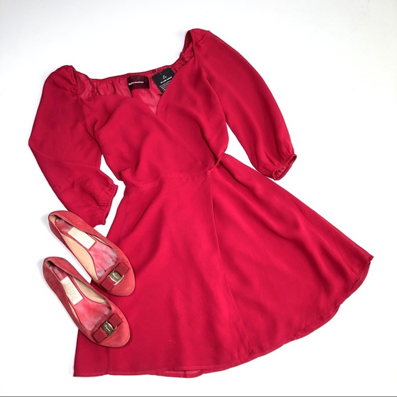 REFORMATION ♦️♦️♦️Eveleigh Lipstick red mini wrap dress ♦️ M - Picture 10 of 15